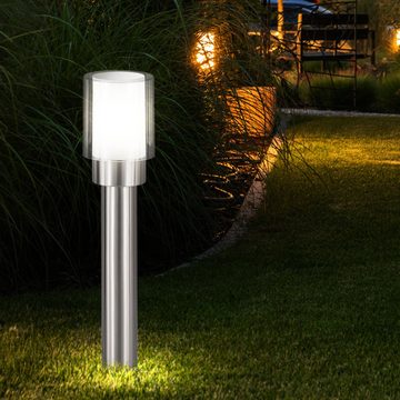 etc-shop Sockelleuchten, Leuchtmittel nicht inklusive, Gartenlampen Aussen silber Aussenlampe Stehleuchte