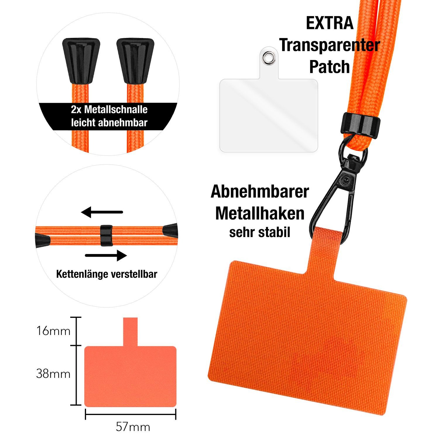 Nalia Handykette Universal Smartphone, Fashion Lanyard 160cm Verstellbar / Band für Handyhülle zum Umhängen