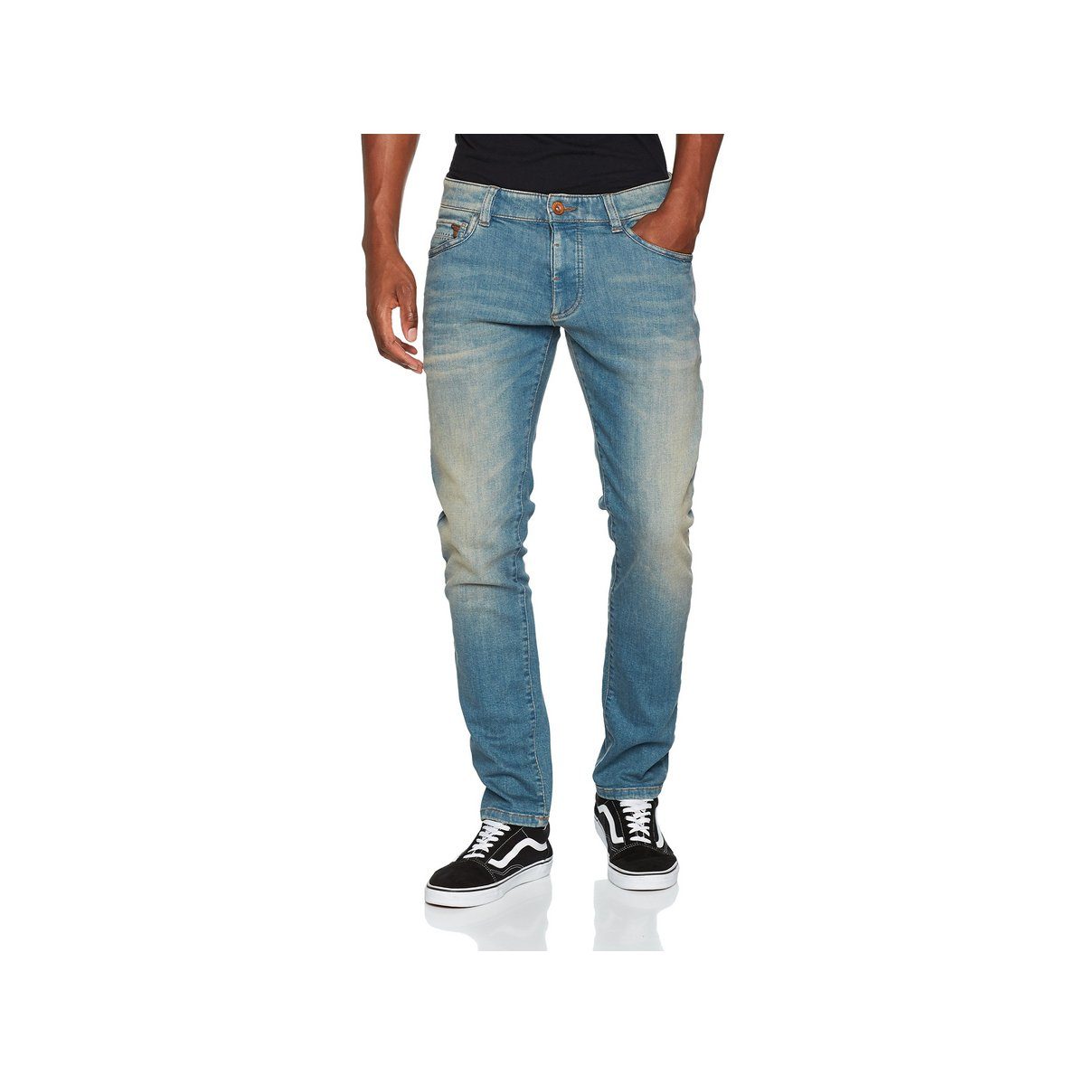 active Straight-Jeans camel grün regular (1-tlg)