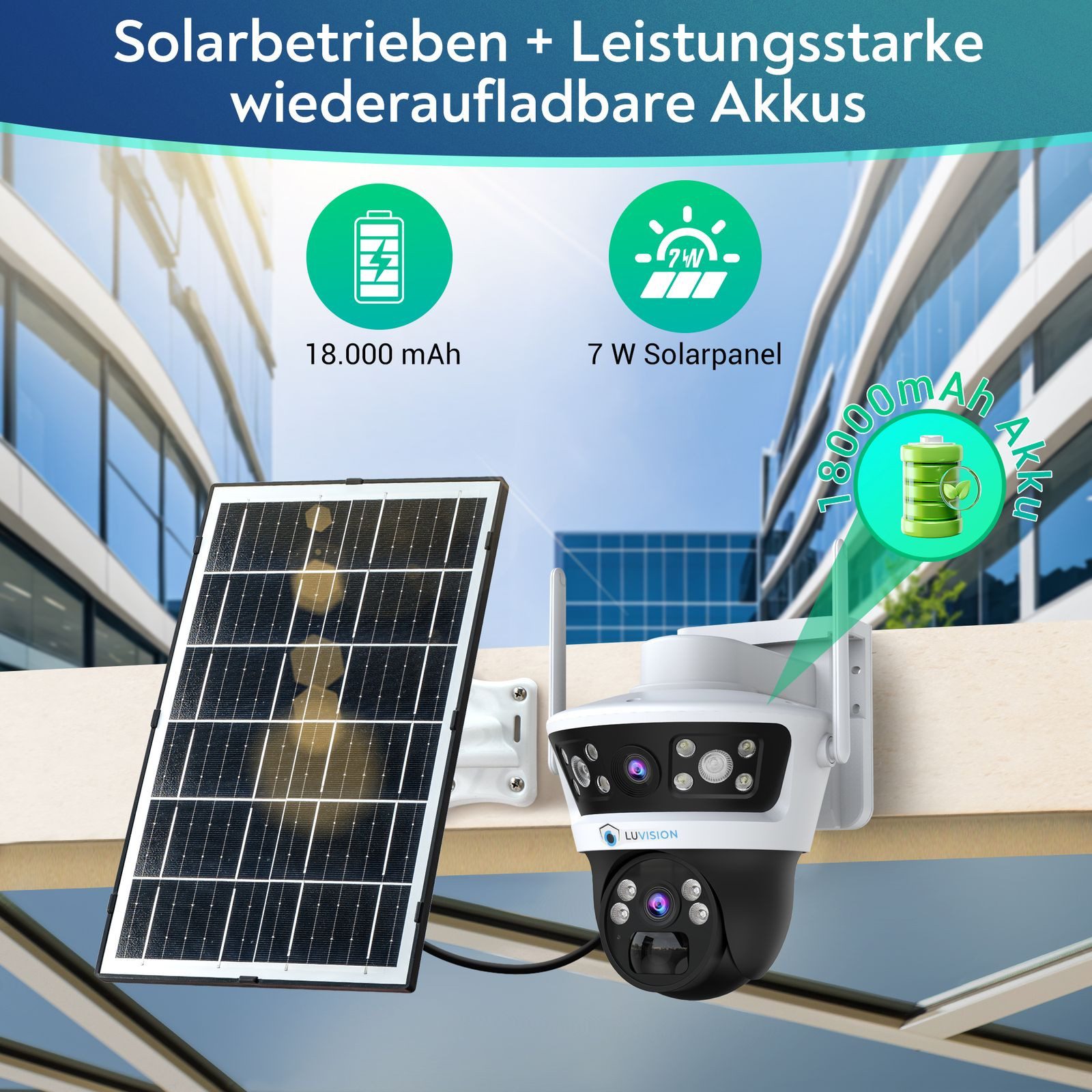 LUVISION Überwachungskamera LV-G-2032 4G LTE PTZ Solar mit SIM Karte KI Auto Tracking Nachtsicht (Außenbereich, 1-tlg., 4G / LTE PTZ Solar Überwachungskamera SI – Bild 4 von 5