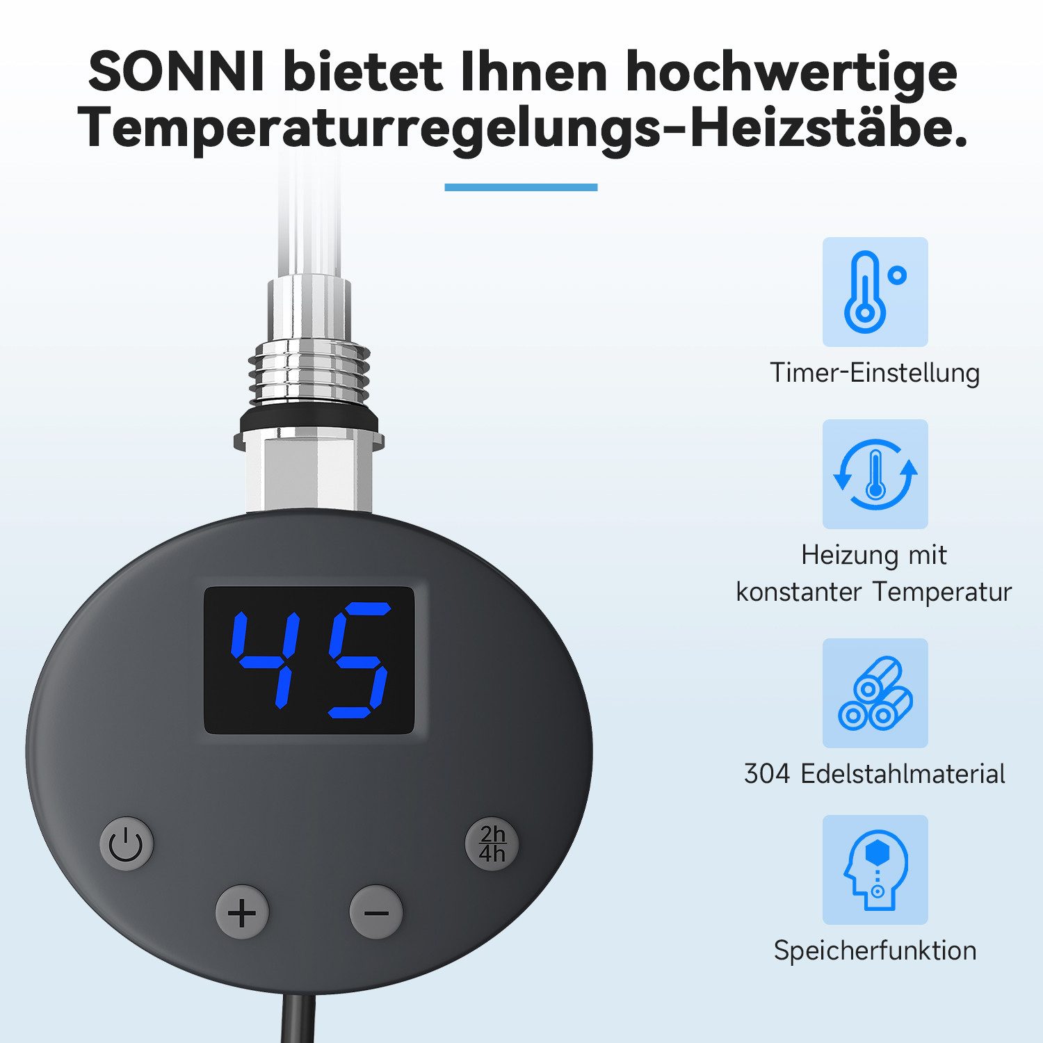 SONNI Designheizkörper Handtuchwärmer mit Heizung, programmierbarer Zeit und Temperatur