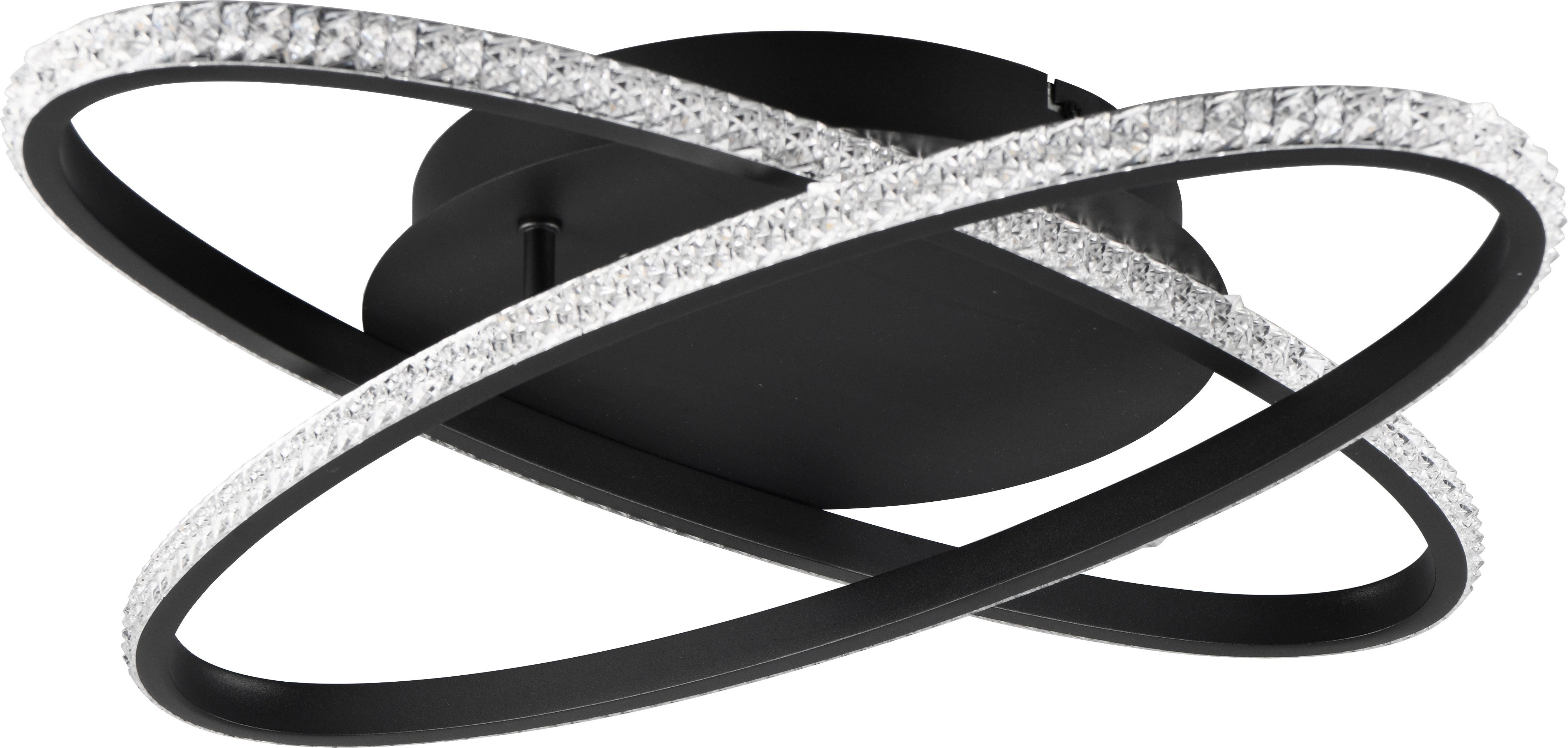 Reality Leuchten LED Deckenleuchte LANE, LED Deckenlampe Ringe, 27W 3500 Lumen 4000K kaltweiß 58x58 cm, Dimmfunktion, mehrere Helligkeitsstufen, LED fest integriert, Kaltweiß, dimmbar per Wandschalter, Ringe flexibel verstellbar