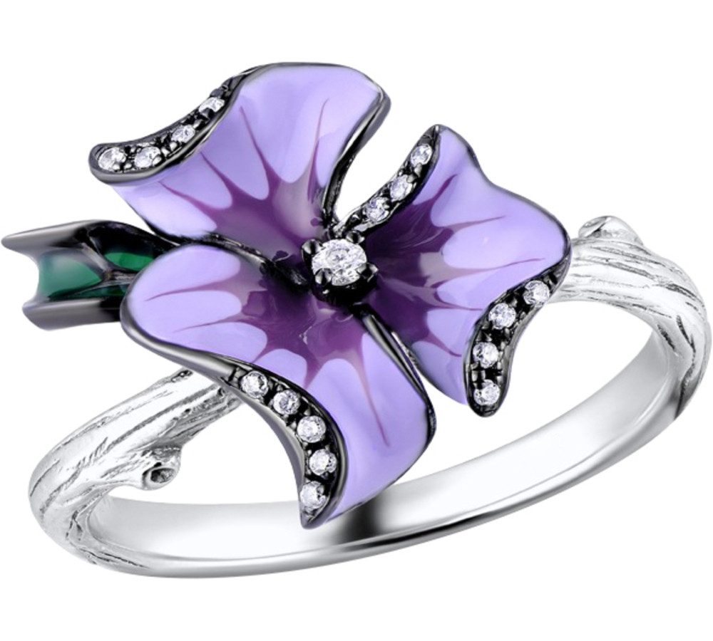 Secretforyou Fingerring Ring Fingerring 925 Silber Emaille Zirkonia Echtschmuck
