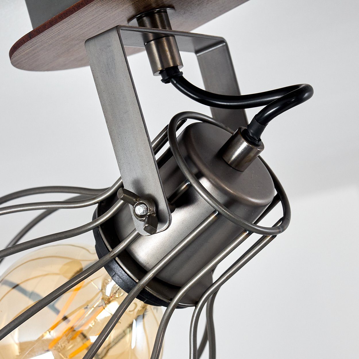 Deckenlampe Retro/Vintage Design Grau/Braun, ohne Deckenleuchte »Palù« hofstein im Metall/Holz Leuchtmittel, Spot mit verstellbaren aus 4xE27, in Strahlern,