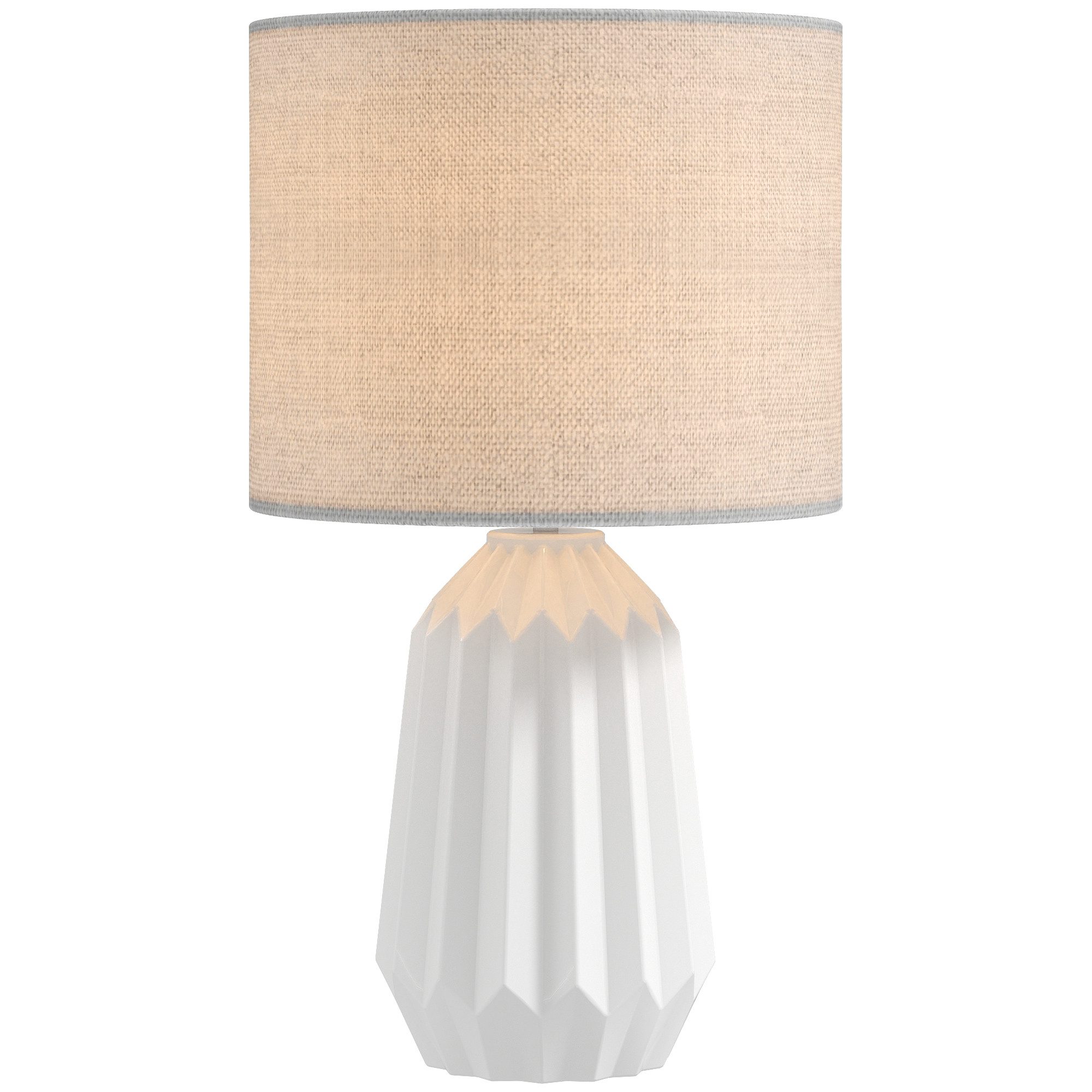 HOMCOM Tischleuchte Tischlampe, Nachttischlampe, Leinenschirm, Wippschalter, ohne Leuchtmittel, für Schlafzimmer Wohnzimmer, Weiß