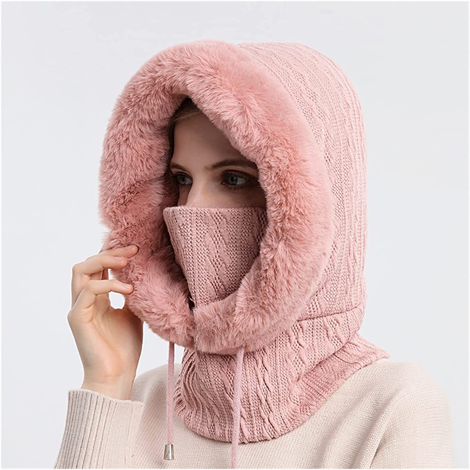 Mütze rosa Schal,Mütze Schal Vollgesichtsmaske Mütze & XDeer Kapuzen Wintermützen,Strickmützen,Warme Schal Winddichte Damen Winter,Sturmhauben