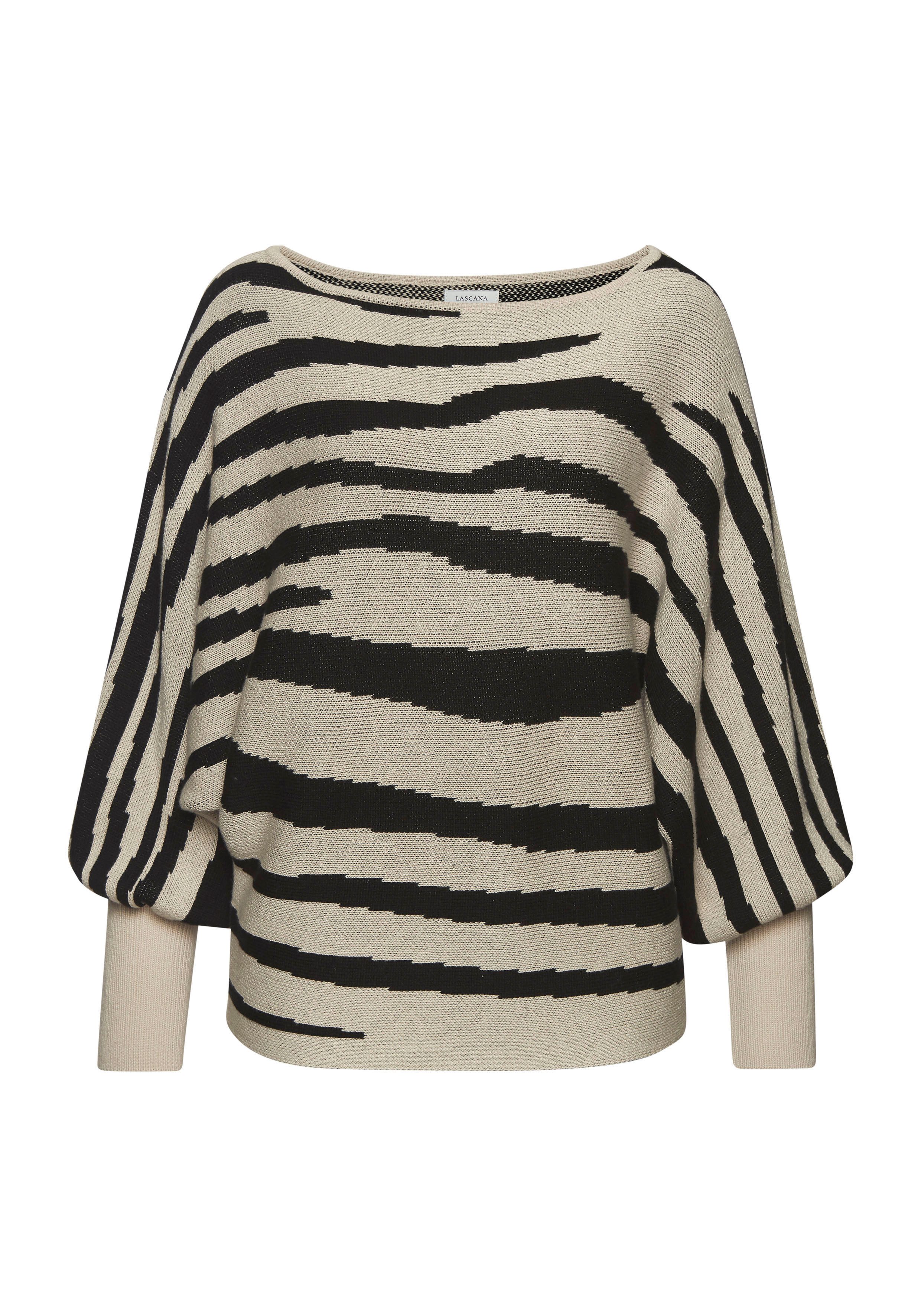 LASCANA Strickpullover mit Zebramuster, Jaquardpullover, Fledermausärmel, m günstig online kaufen