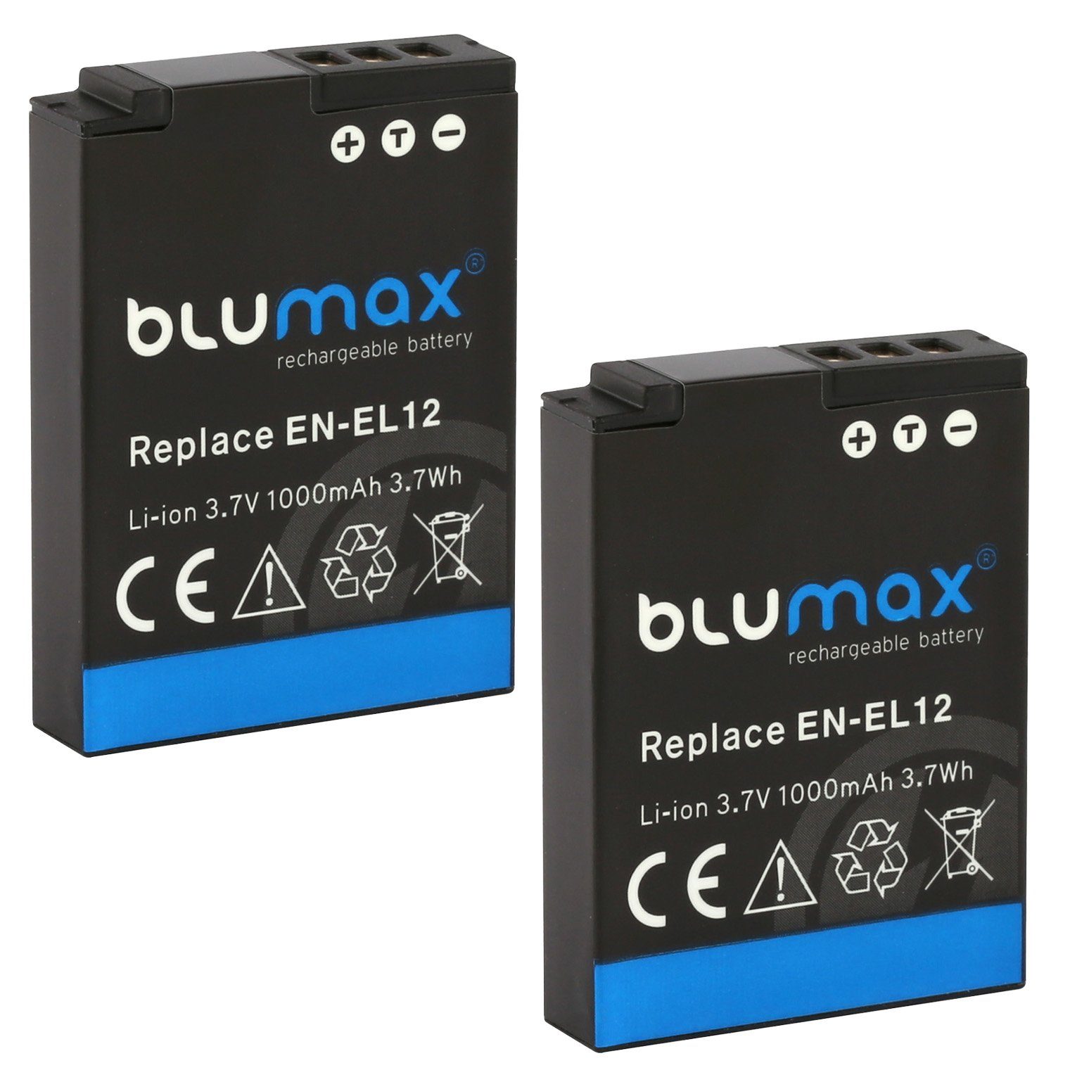 Blumax 2x EN-EL12 Coolpix AW130 P340 S9500 S9900 1000 mAh Kamera-Akku