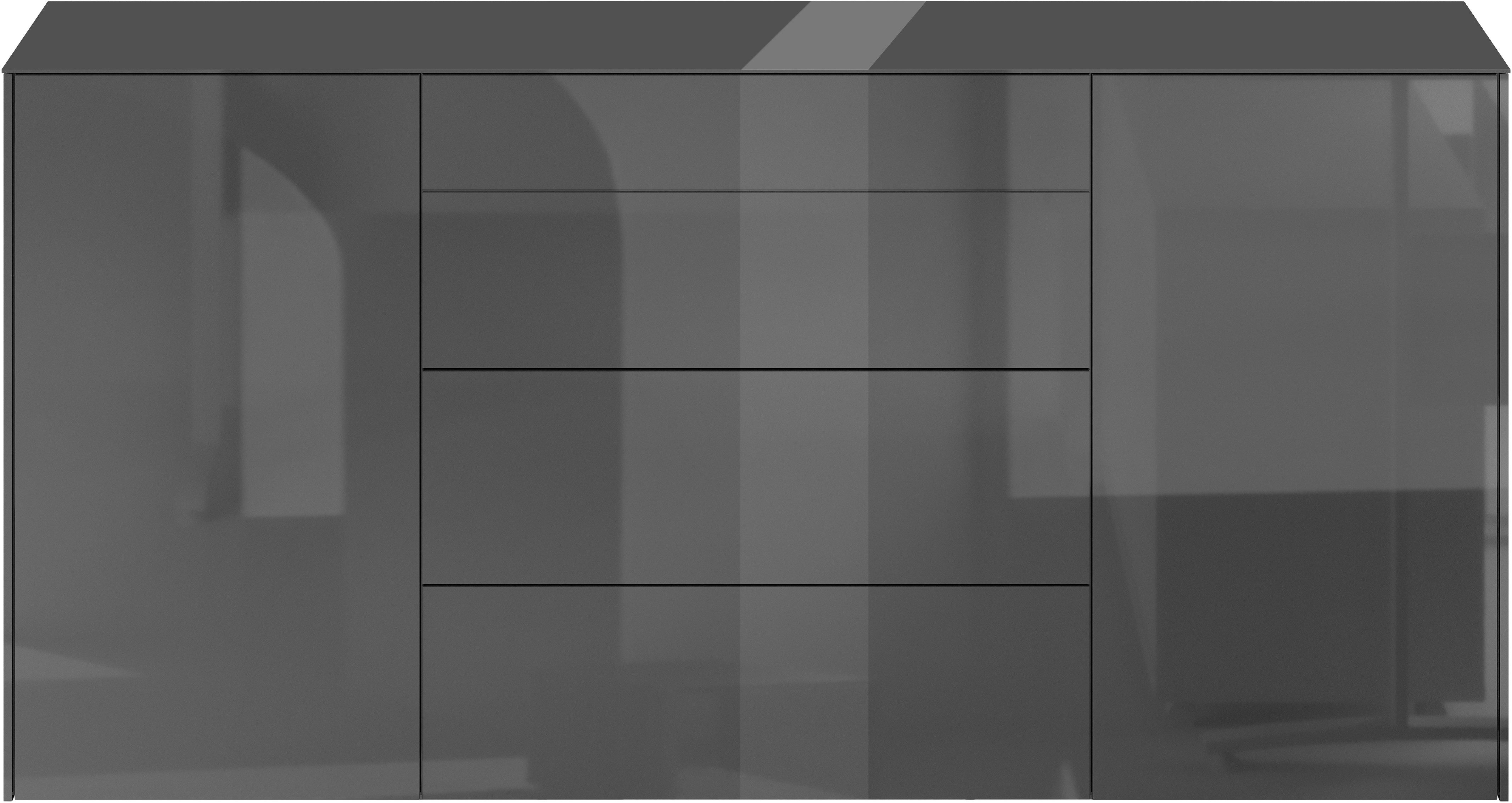 Mäusbacher Kommode, Kommode BHT 179/89/42 cm, Push to open, Front+Oberplatte=Glas