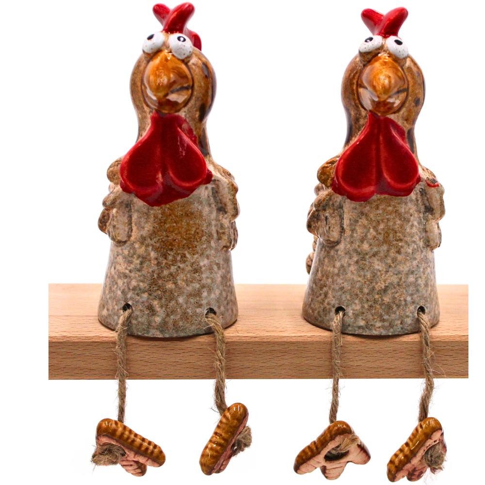 Dekohelden24 Gartenfigur Keramik Kantensitzer - Миниатюрные фигурки im 2er Set, Motiv über Menü wählba