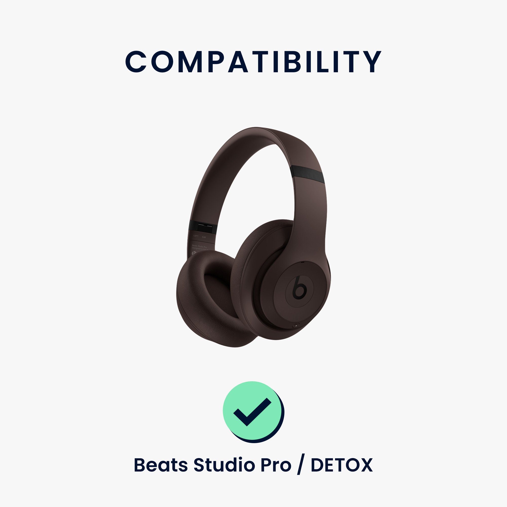 kwmobile 2x Ohr Polster für Beats Studio Pro / DETOX Ohrpolster (Ohrpolster Kopfhörer - Kunstleder Polster für Over Ear Headphones)
