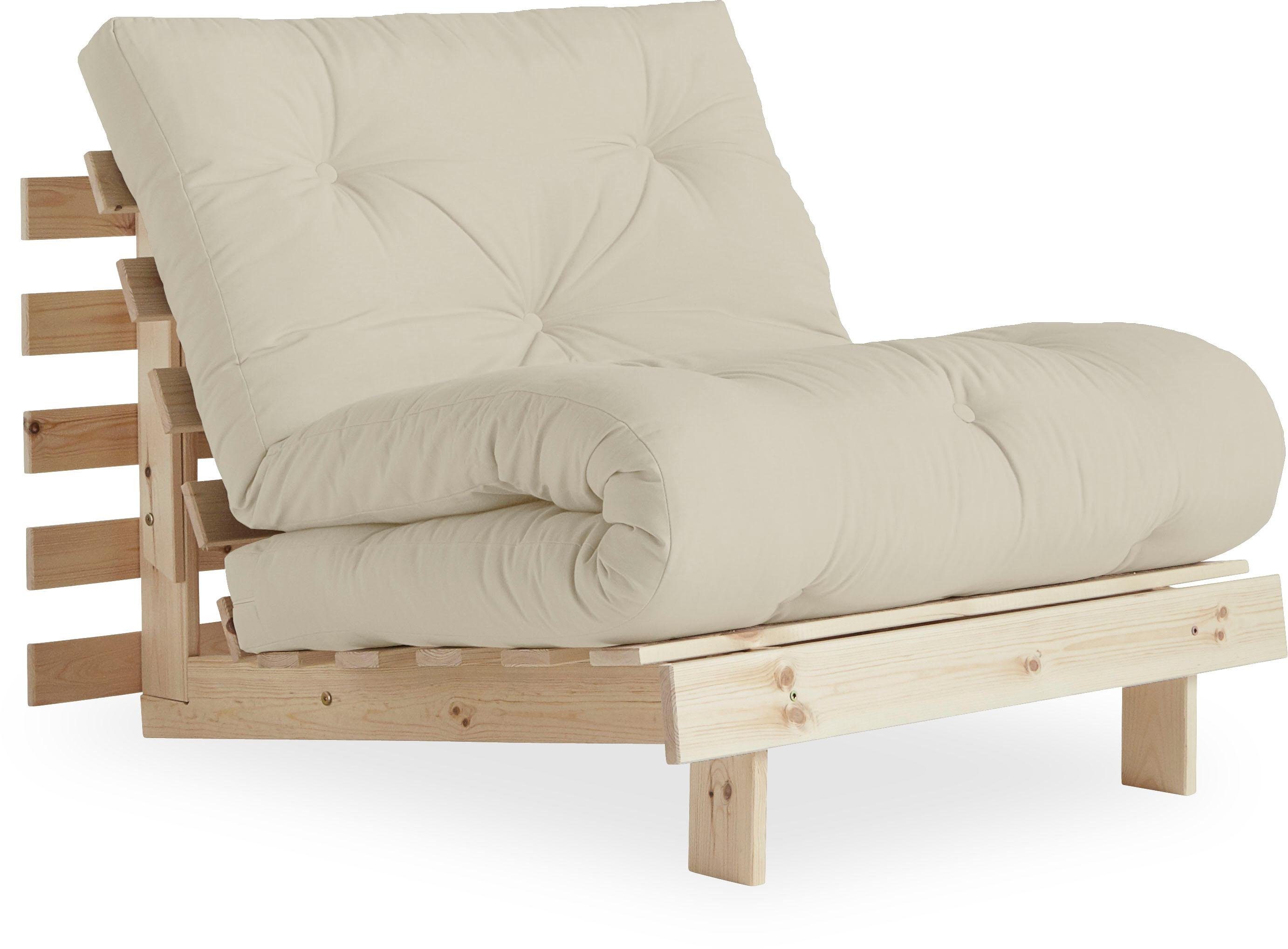 Karup Design Daybett Roots Sofa Bed, Schlafsofa, Bettfunktion, FSC®-Massivholz, B: 90 cm, Inkl. Futonmatratze. Made in Europe, minimalistisches Design