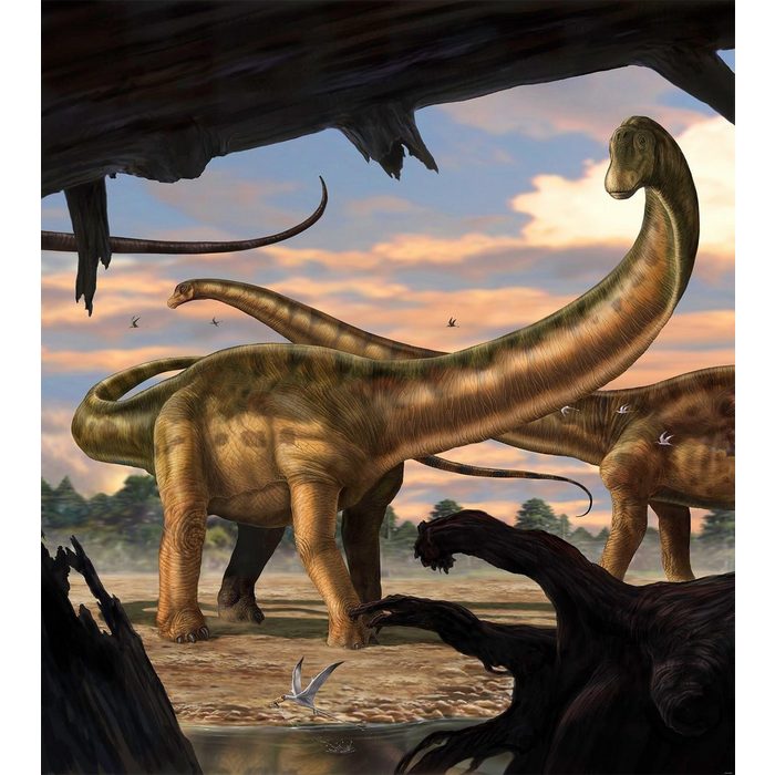 Komar Fototapete Seismosaurus glatt Comic Retro bedruckt mehrfarbig BxH: 250x280 cm