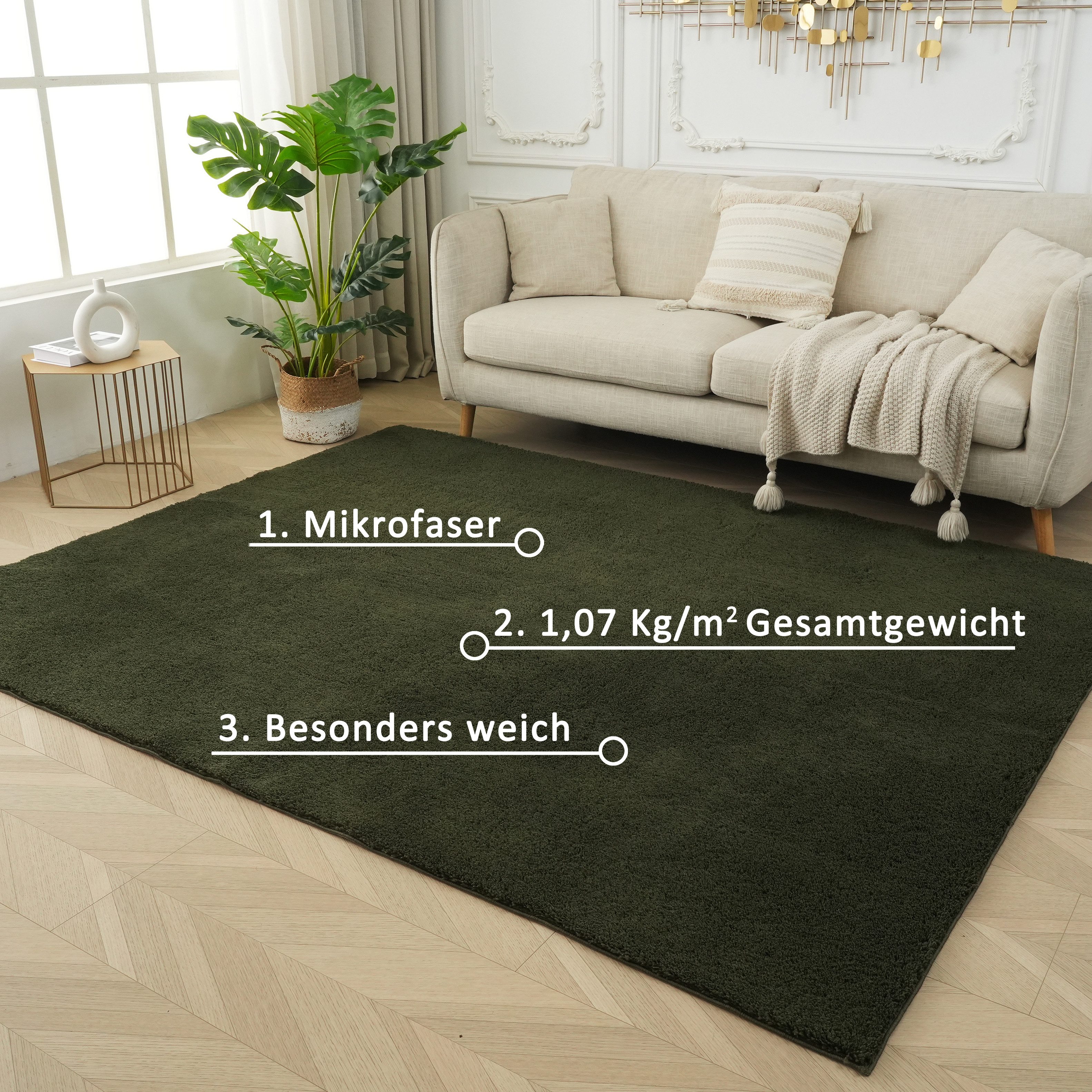 OTTO home Teppich Cali Shaggy, rechteckig, Höhe: 22 mm, Uni-Farben, kuschelig, & weich, waschbar, Wohnzimmer, Schlafzimmer