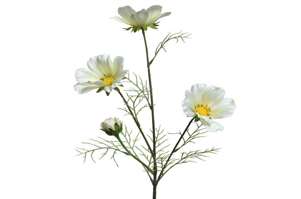 Kunstpflanze Kunstblüte weiß gelb Kaemingk Kunstblütenzweig, Blütenstängel