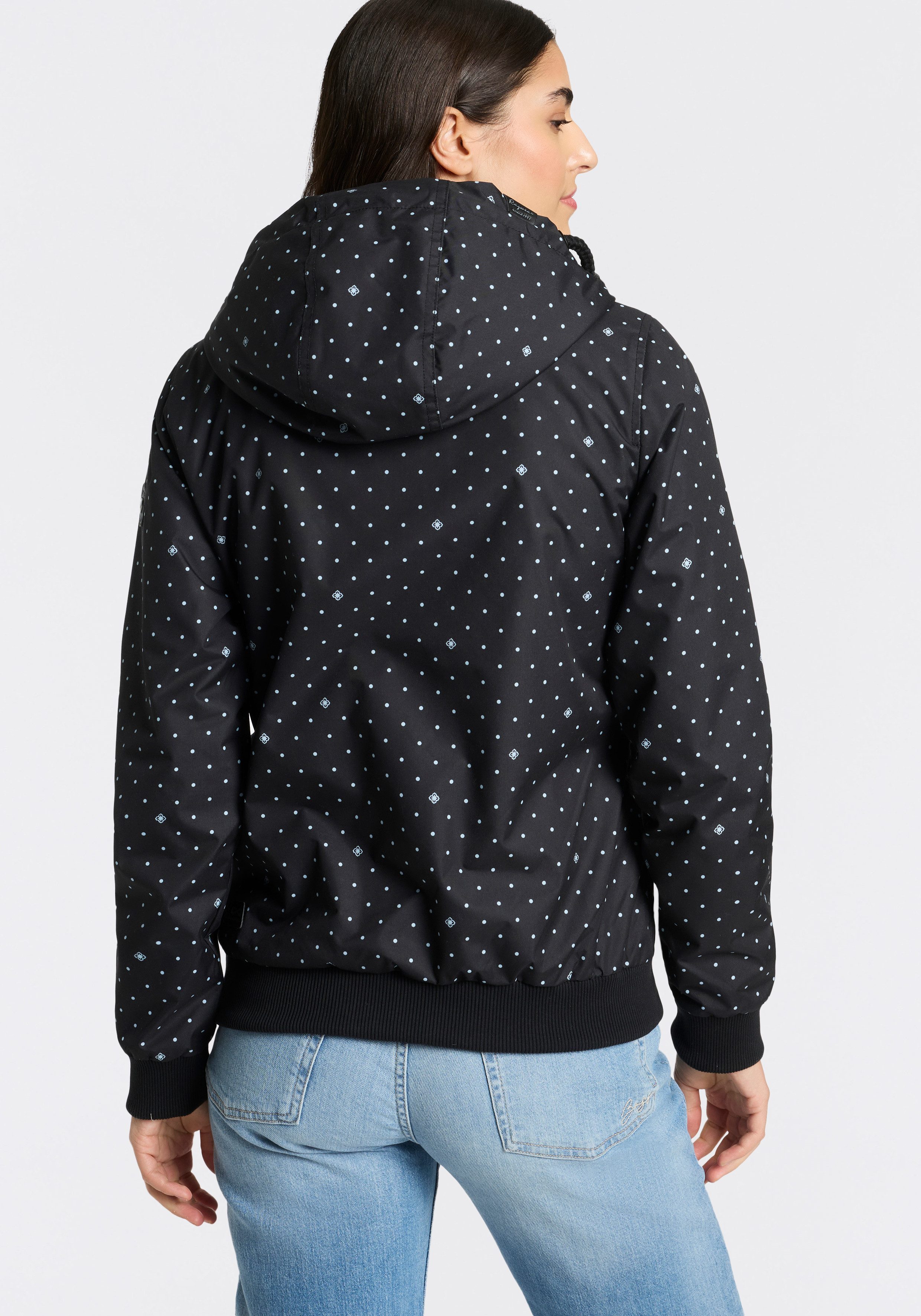 Ragwear Outdoorjacke NUGGIE DOTS O aus Polyester, hüftlange Passform, hochschließender Kragen