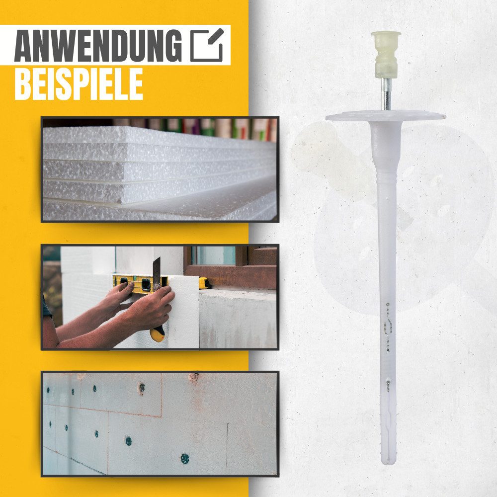 STRÜBER Schrauben- und Dübel-Set Dämmstoffdübel für WDVS - Schraubdübel mit Metalldorn und TX-Antrieb, WDVS, Dämmstoffdübel, Tellerdübel, Dübel, Schraubdübel, M – Bild 4 von 5