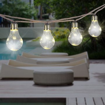 Globo LED Solarleuchte Solar Lichterkette Outdoor Garten Solarleuchte Glühbirnen Außen, Dekolampe, mit Schalter, LED fest integriert, Warmweiß, Außenbeleuchtung, Gartendekoration, Gartenbeleuchtung, Dekoleuchte