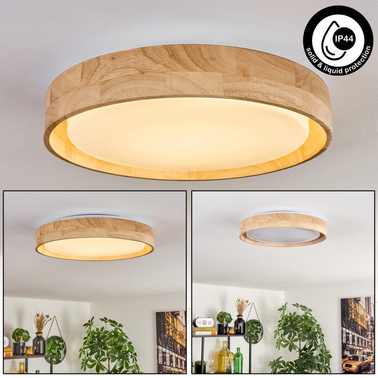 hofstein Deckenleuchte Deckenlampe aus Holz/Metall/Kunststoff in Natur/Weiß günstig online kaufen