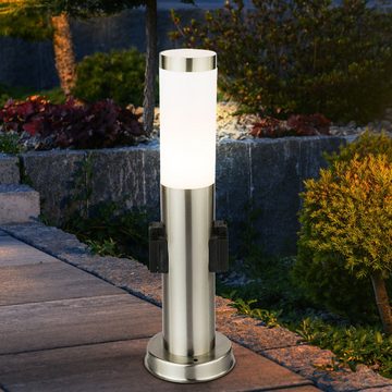 etc-shop LED Außen-Stehlampe, Leuchtmittel inklusive, Warmweiß, Außenleuchte mit Steckdose 45cm Stromsäule Garten mit Lampe