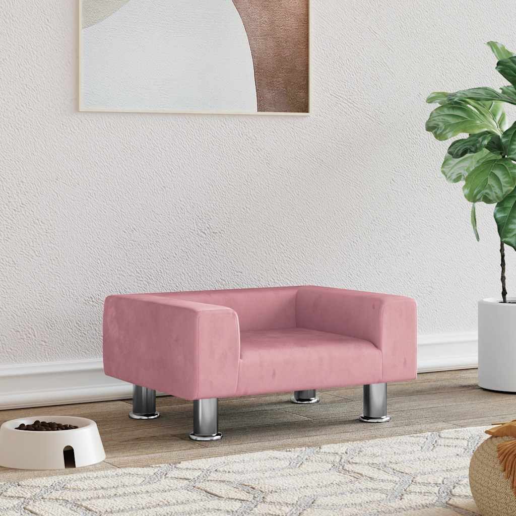 vidaXL Tierbett, Hundebett Rosa 50x40x26,5 cm Samt