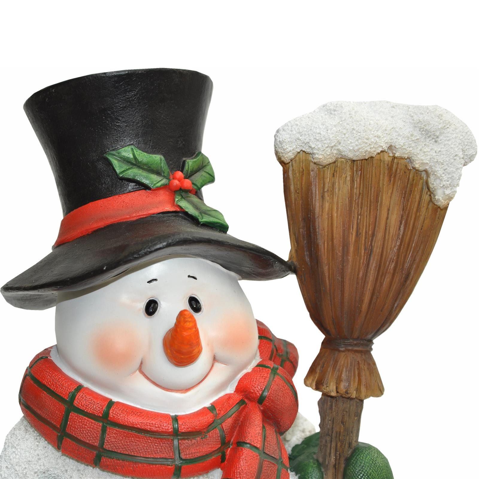 dazikemo Gartenfigur Dekofigur Gartenfigur Schneemann mit Besen