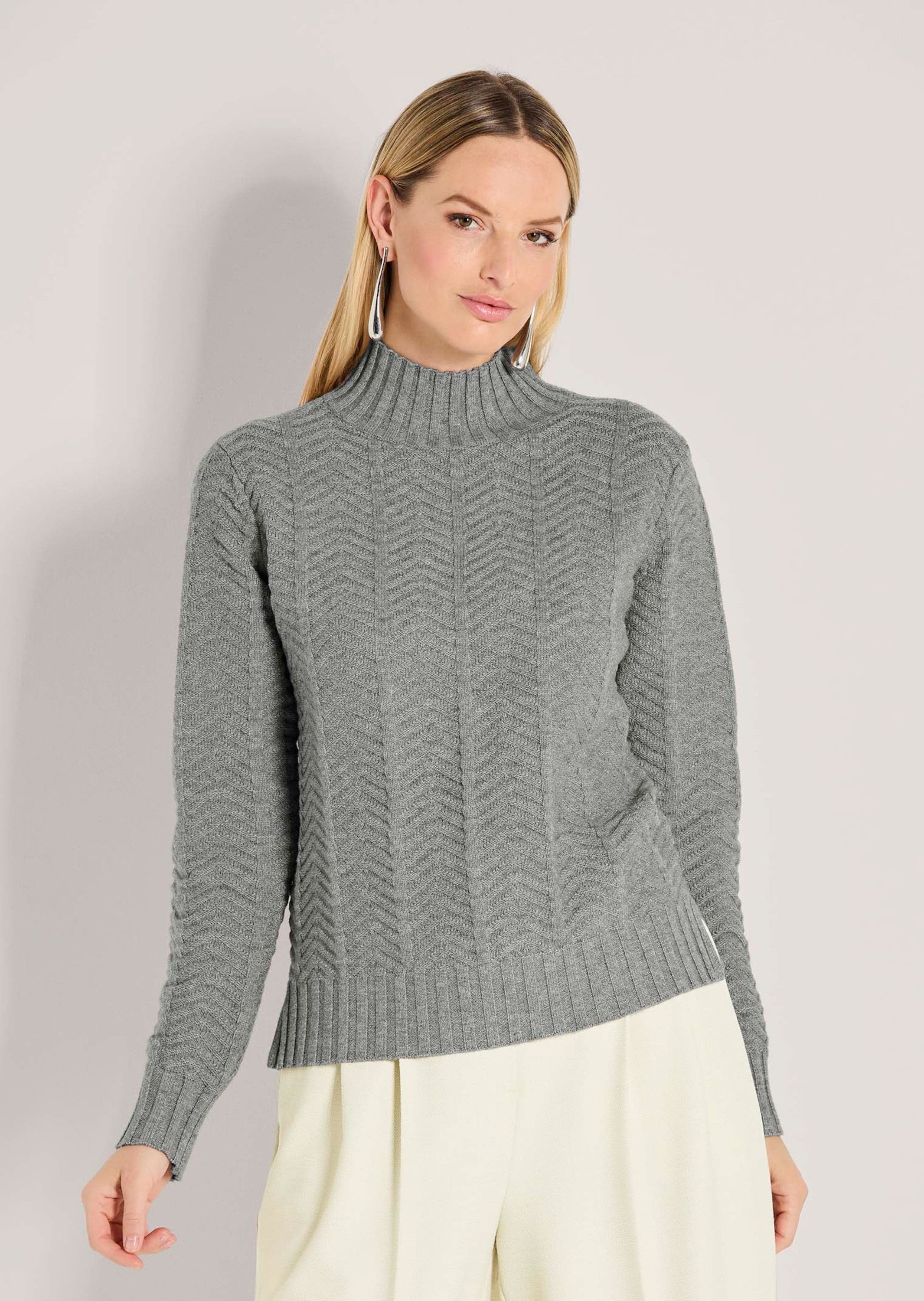 Strickpullover Eleganter Winterpullover mit Strukturstrick