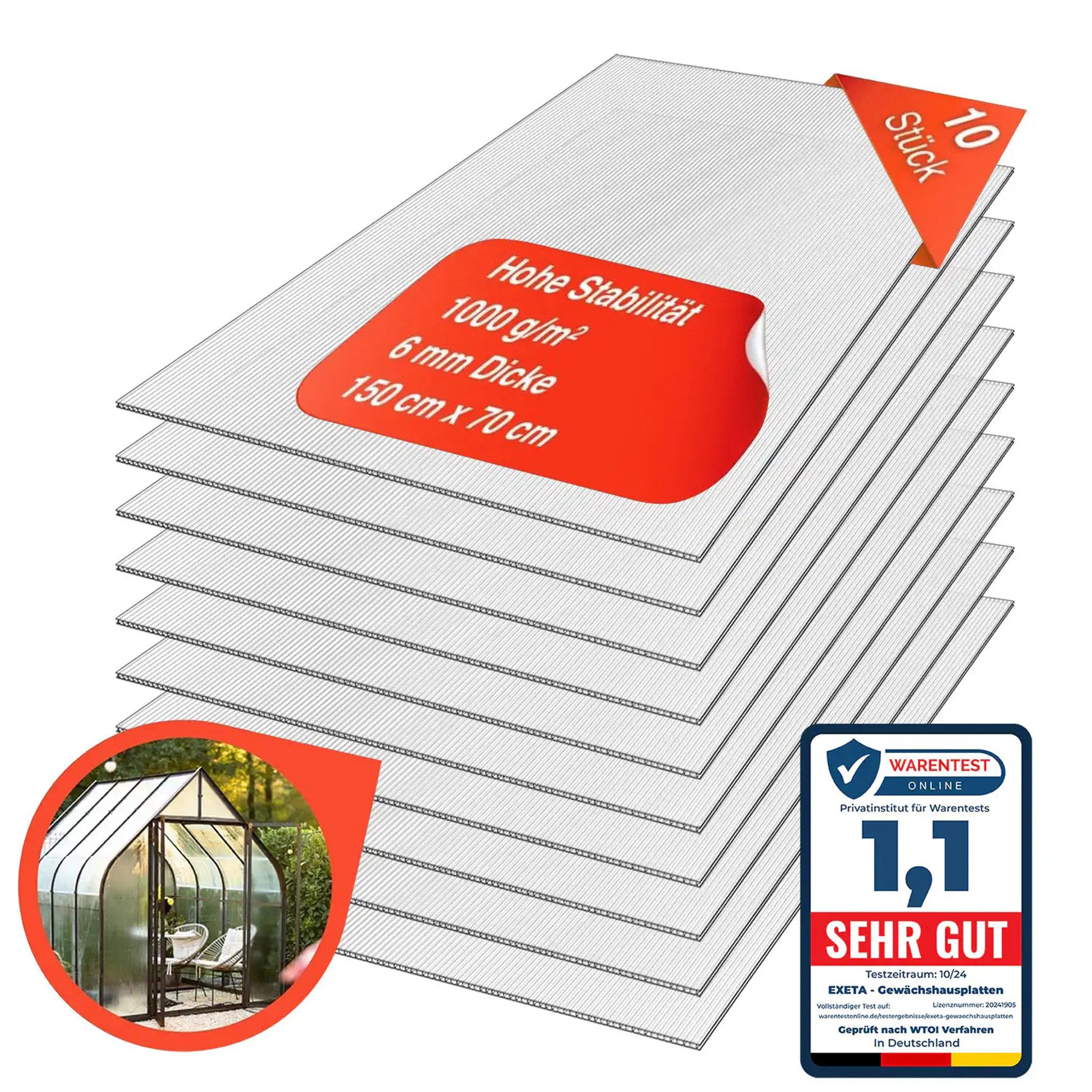 exeta Hohlkammerplatte Gewächshausplatten 6mm 10 Stück I 70 x 150 cm Polyca günstig online kaufen