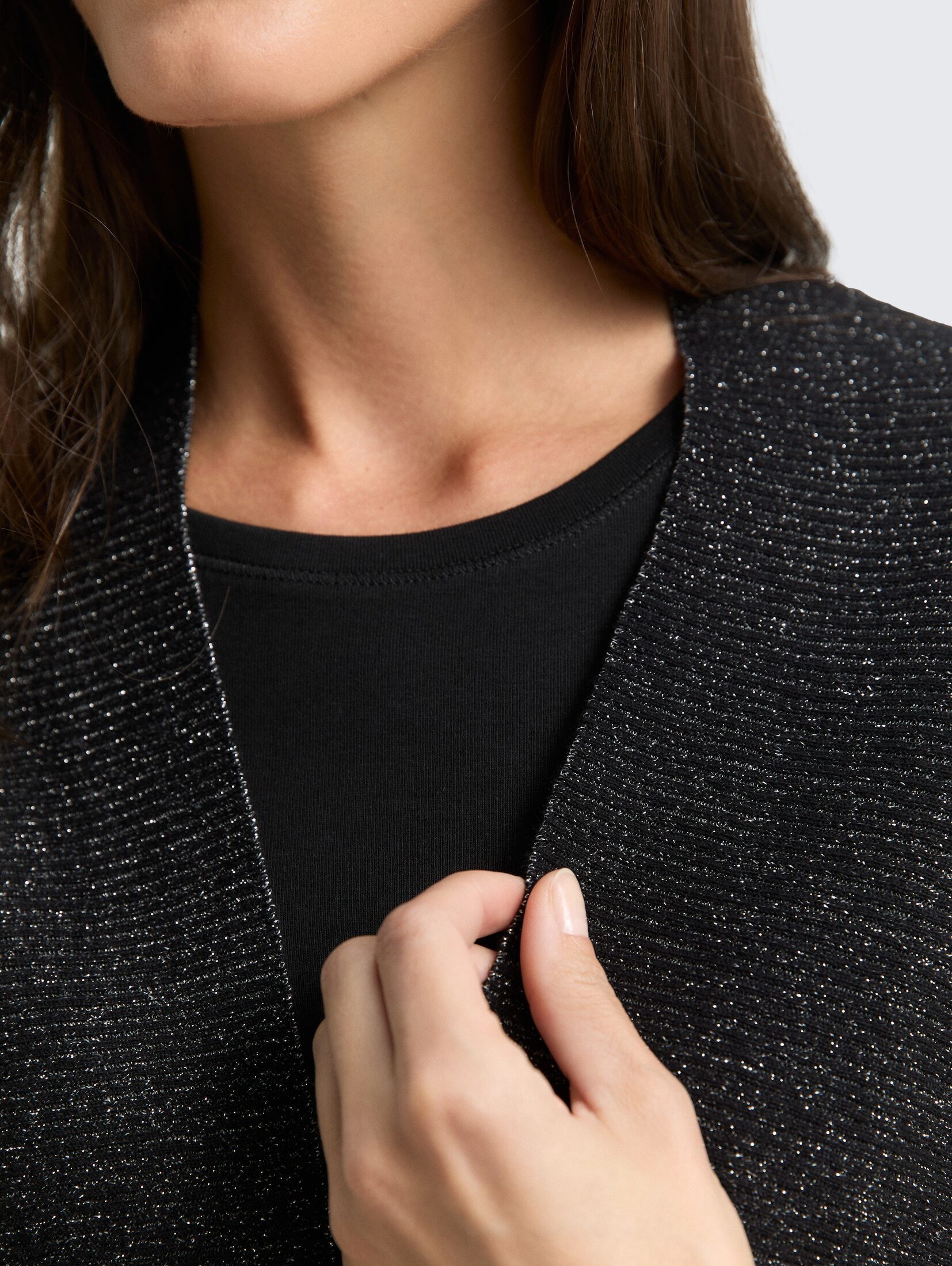 TOM TAILOR Cardigan Pullover & Strickjacken Cropped Cardigan mit Glitzer-Effekt