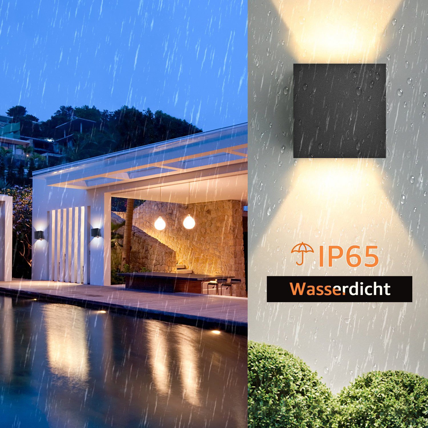 LETGOSPT Wandleuchte LED Wandleuchte Außen/Innen Einstellbarer integriert, Wandlampe, Stück LED LED Warmweiß, Wandleuchte 1 fest Abstrahlwinkel