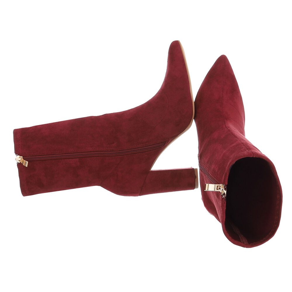 Ital-Design Eleganter Blockabsatz-Stiefel für Damen – Alltags-Style High-Heel-Stiefelette (89929938) Blockabsatz Stiefeletten in Weinrot
