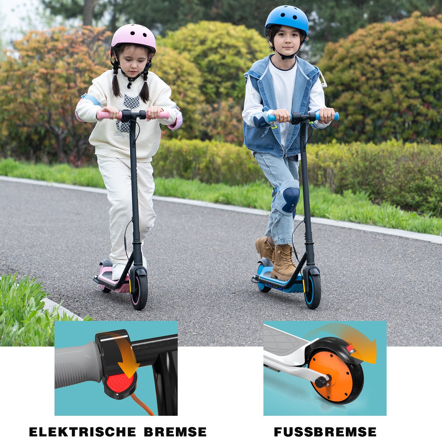 EVERCROSS TECH Electric Kids Scooter E6 7'' E-Scooter for children 6-12 years, up to 15 km range, Max 16KM/H, LED Display, 3 gears, anti-slip pedal