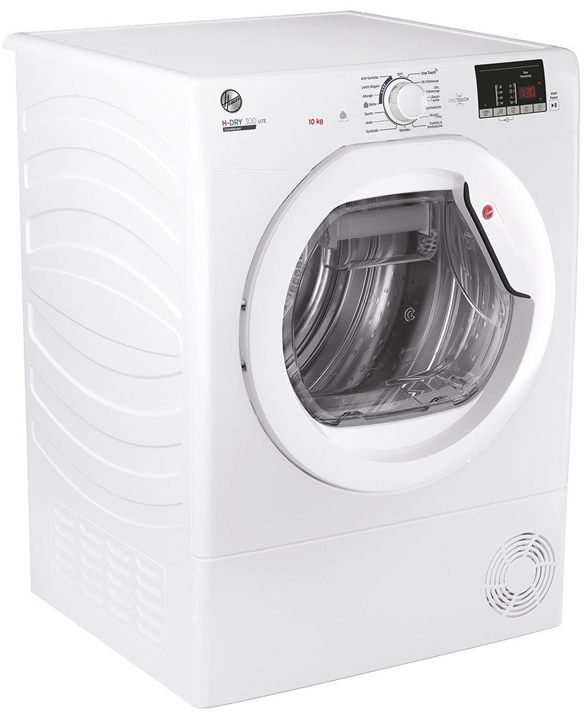 Hoover Kondenstrockner weiss HLE C10DE-84, 10 kg, AquaVision-Kondenswasserbehälter, 16 Programme, NFC-Technologie