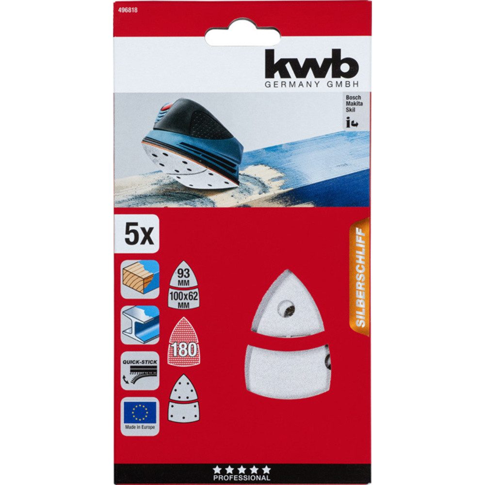 Thumbnail - kwb Schleifpapier kwb 496818 Deltaschleifpapier Körnung (num) 180 (L x B) 62, 93 mm