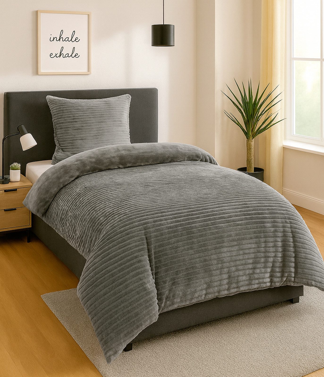 heimtexland Bettwäsche Cord Wende-Bettbezug Cashmere Touch Teddy Plüsch, Microfaser, 2 teilig, Winter I kuschelig weich und warm I Reißverschluss I 135x200