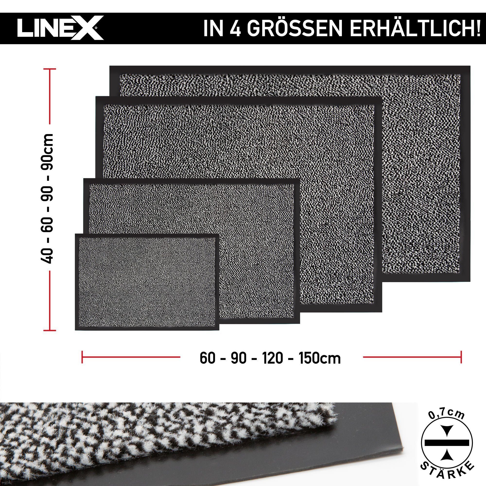 Linex, Schutzfangmatte, Eingangsmatte, 7 mm, Fußmatte waschbar Outdoor rutschfest Höhe: Indoor geeignet - Grau/Schwarz