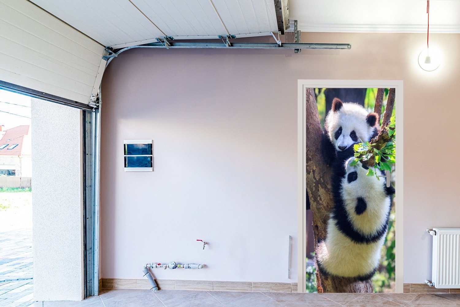Natur, Türaufkleber, Türtapete St), - Pandas Tür, 75x205 MuchoWow - für (1 Matt, bedruckt, cm Fototapete Baum