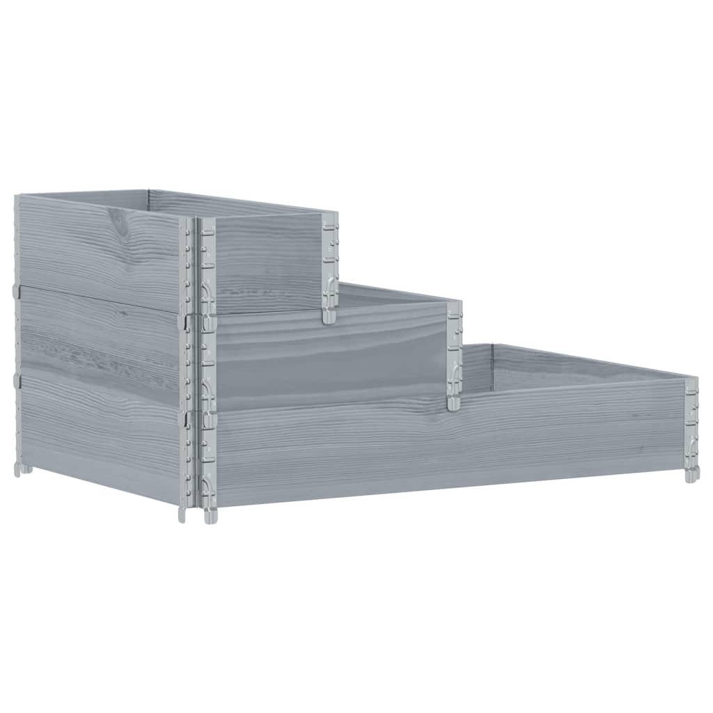 vidaXL Blumentopf Paletten-Aufsatzrahmen 3-fach Grau 120x80 cm Massivholz Kiefer (1 St)
