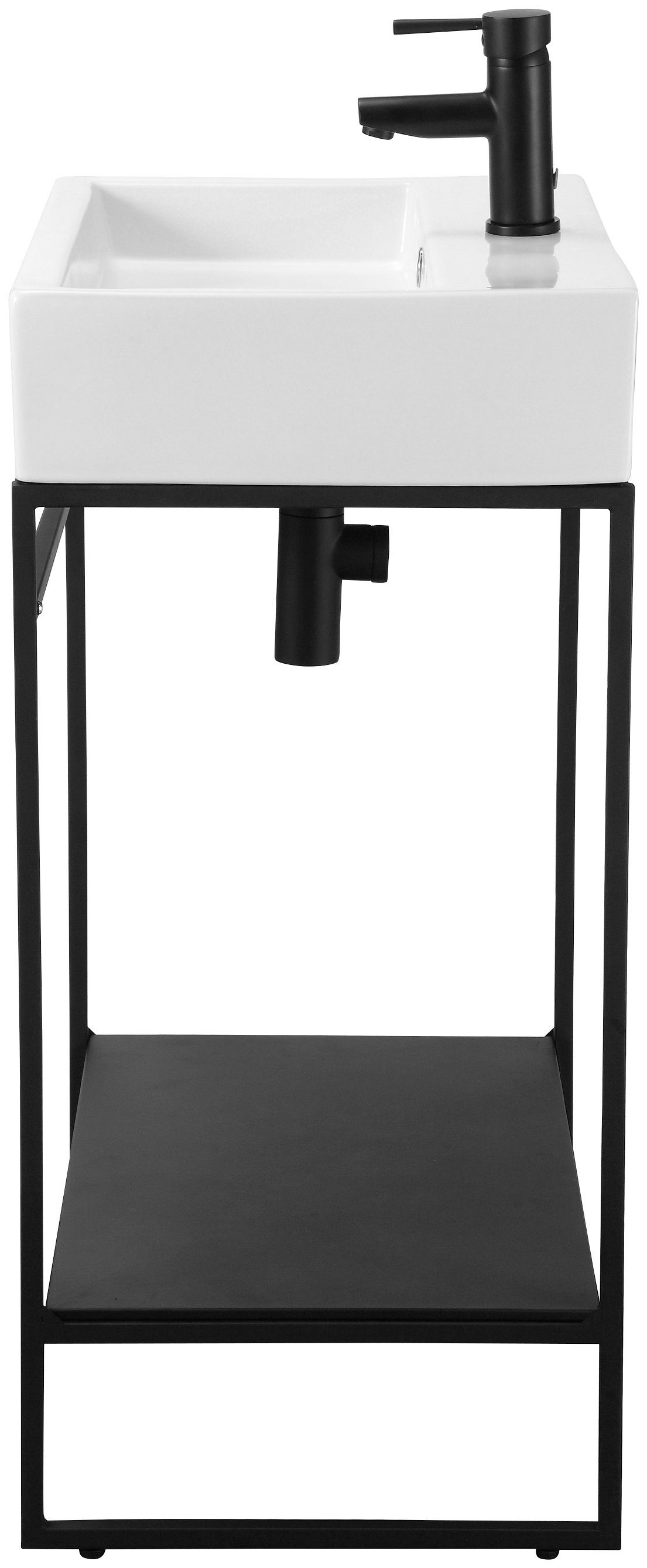 welltime Loft vanity unit, bathroom furniture, black, with ceramic washbasin, width 60cm
