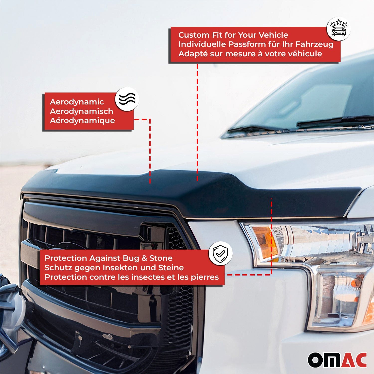 OMAC Lüftungsgitter Motorhaube Deflektor für Mitsubishi Eclipse Cross 2017-20 Dunkel (1 St), Luftabweiser, Abweiser, Schneeschutz, Langlebig,Einfache Montage