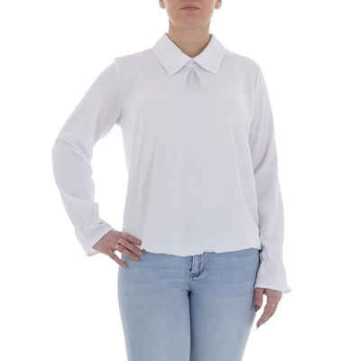 Ital-Design Langarmbluse Damen Elegant Bluse in Weiß