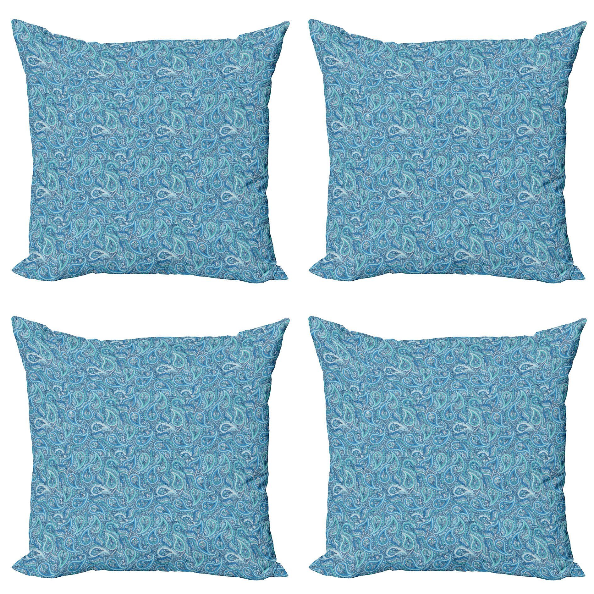 Kissenbezüge Modern Accent Doppelseitiger Digitaldruck, Abakuhaus (4 Stück), Paisley Blaue Töne Oriental Floral