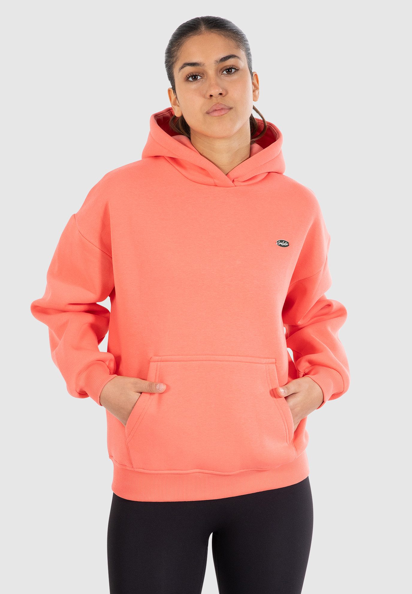 Smilodox Hoodie Odelia, Hochwertiger Oversize Kapuzenpullover mit großer Kapuze Lockeres Sweatshirt Metallabel Weiches Material Sport Gym Freizeit
