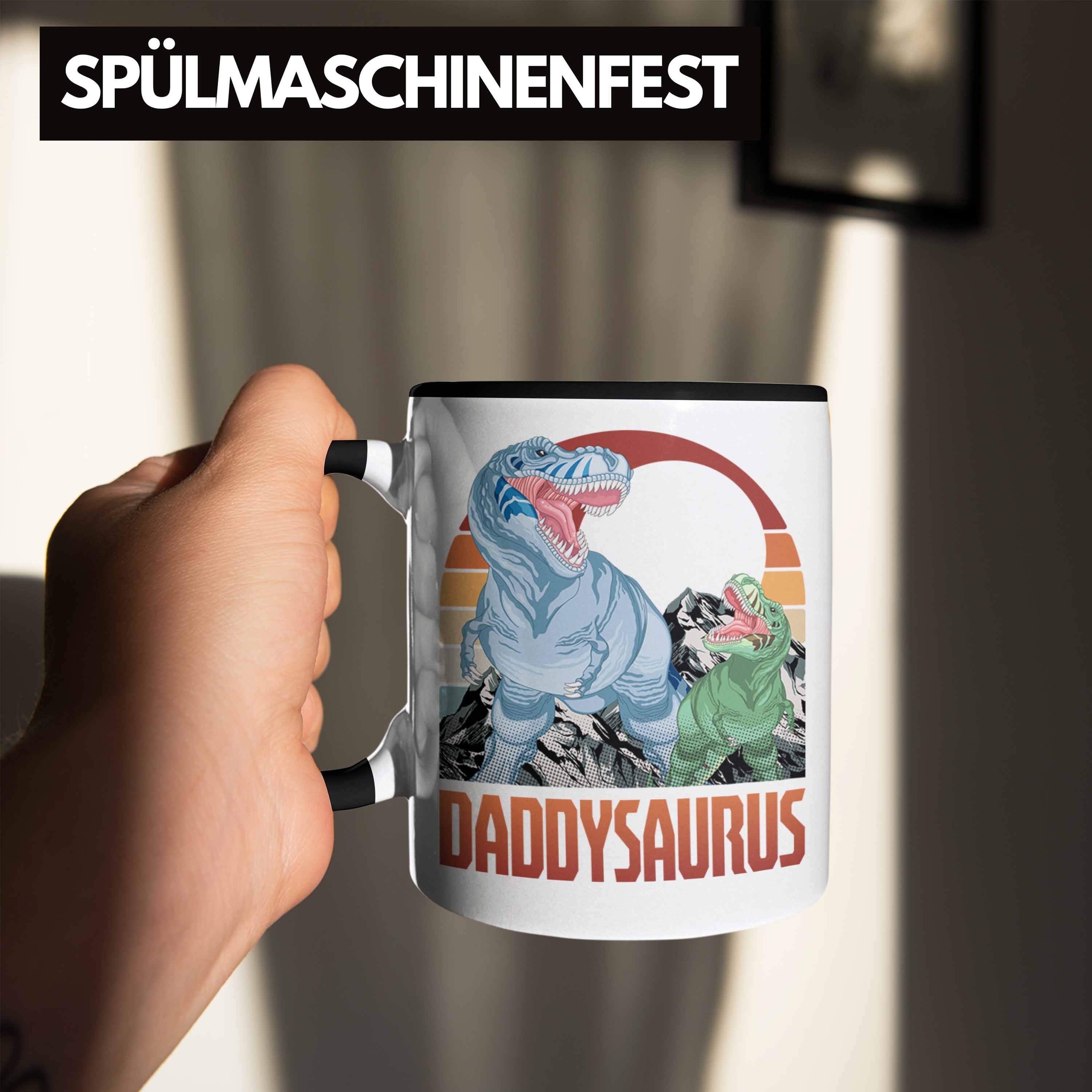 Trendation für Tasse Schwarz Daddysaurus zum Tasse Geburtstag Geschenk Weihnachten Vater Vatert