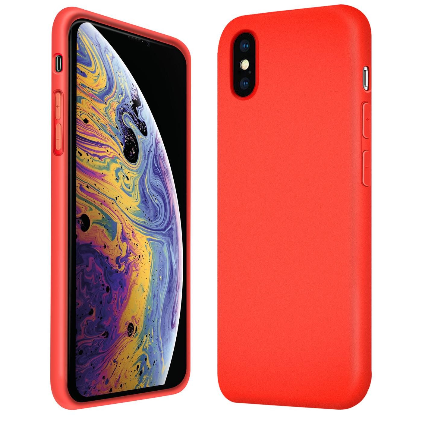 CoolGadget Handyhülle Silikon Case für das iPhone X / XS Slim TPU Cover 5,8 Zoll, Weiche Schutz Hülle mit Innen Fleece aus Stoff Handy Tasche