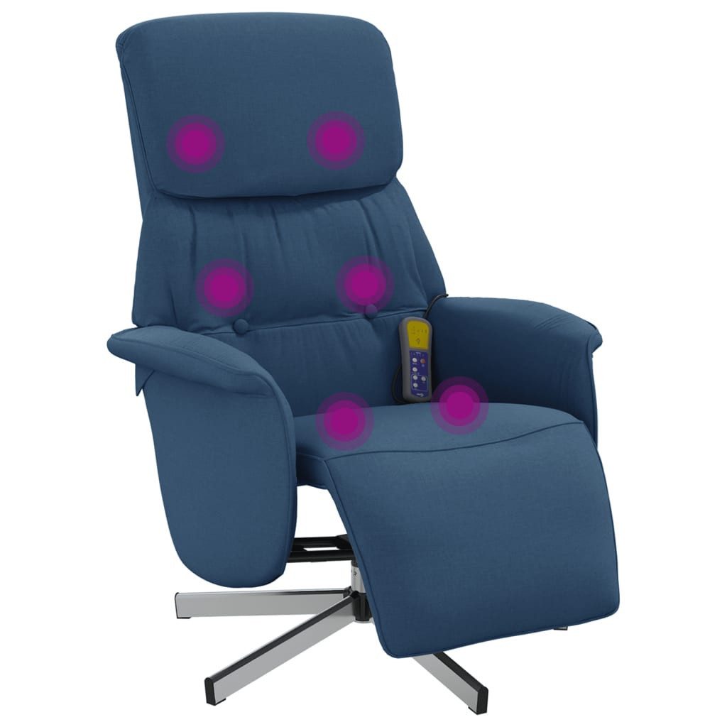 vidaXL Sessel Massagesessel mit Fußteil Blau Stoff (1-St)