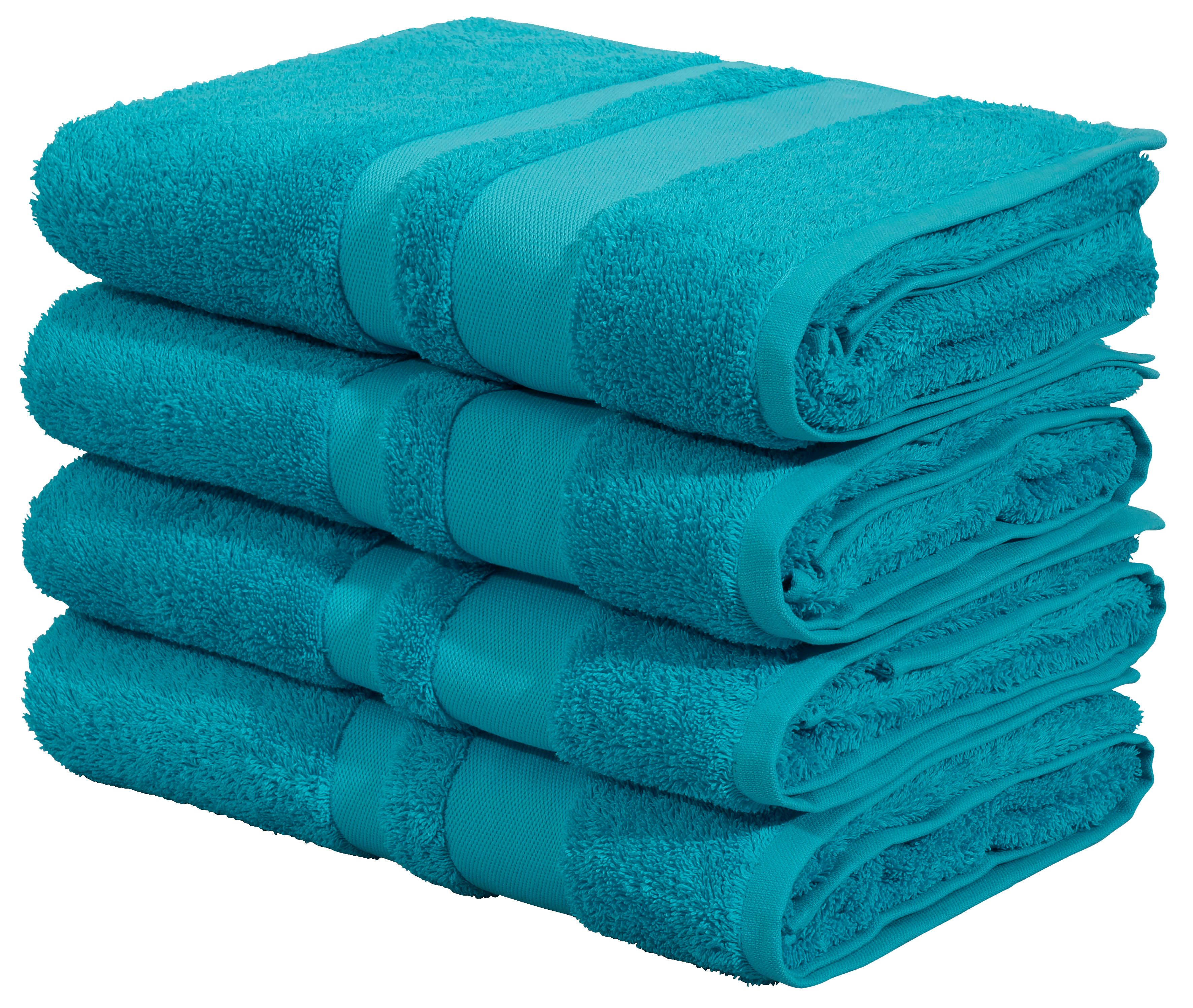 OTTO home Duschtücher Vanessa, 4 Duschtücher, 70x140cm, in Standard- und Premium-Qualität, Walkfrottee (Set, 4-St), Handtücher mit Bordüre, 100% Baumwolle, einfarbig, weich