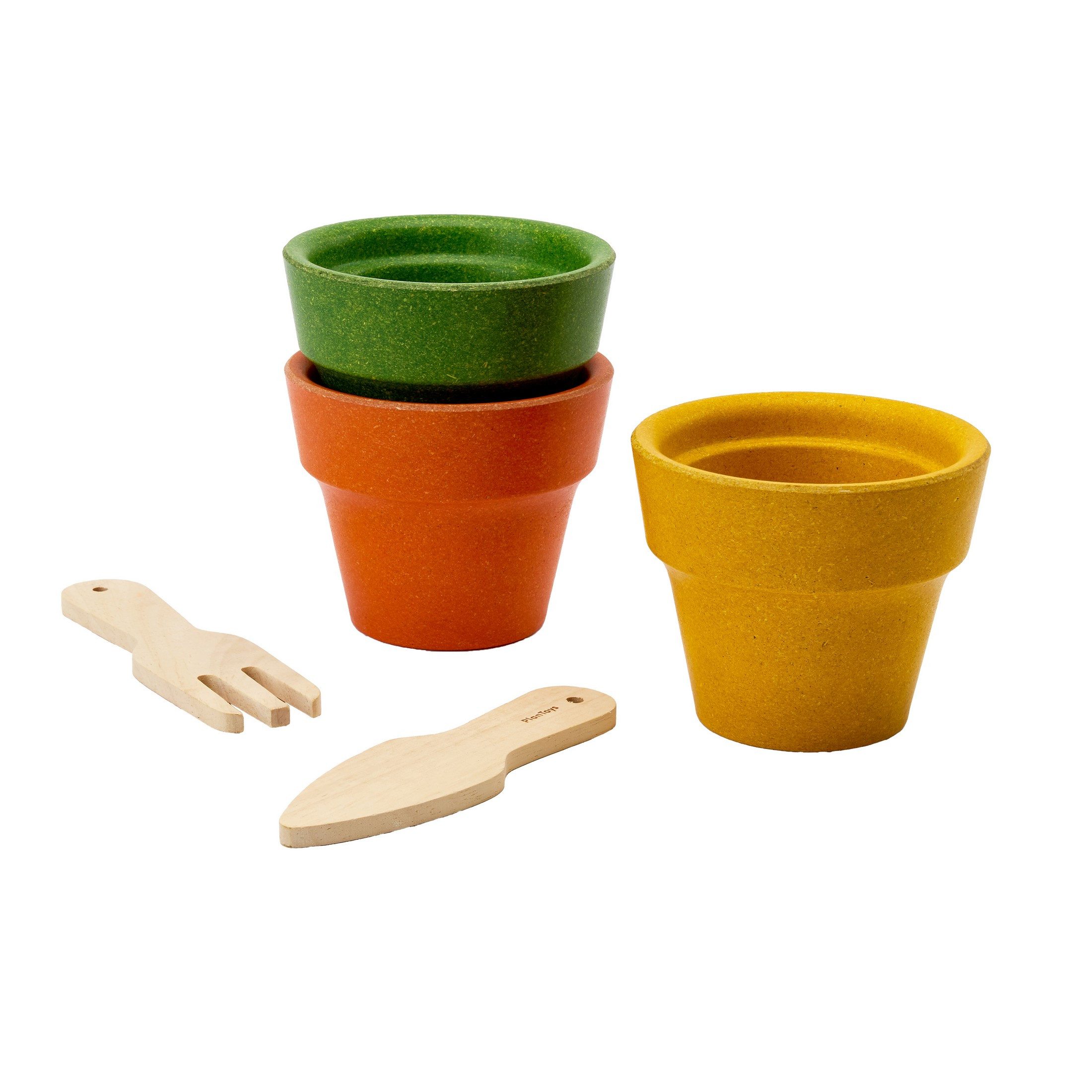 Plantoys Spielzeug-Gartenset PlanToys- Pflanzentopf-Trio Maße (HxD): 6x4 cm - 3y+, (6-teiliges Set, 6-tlg)