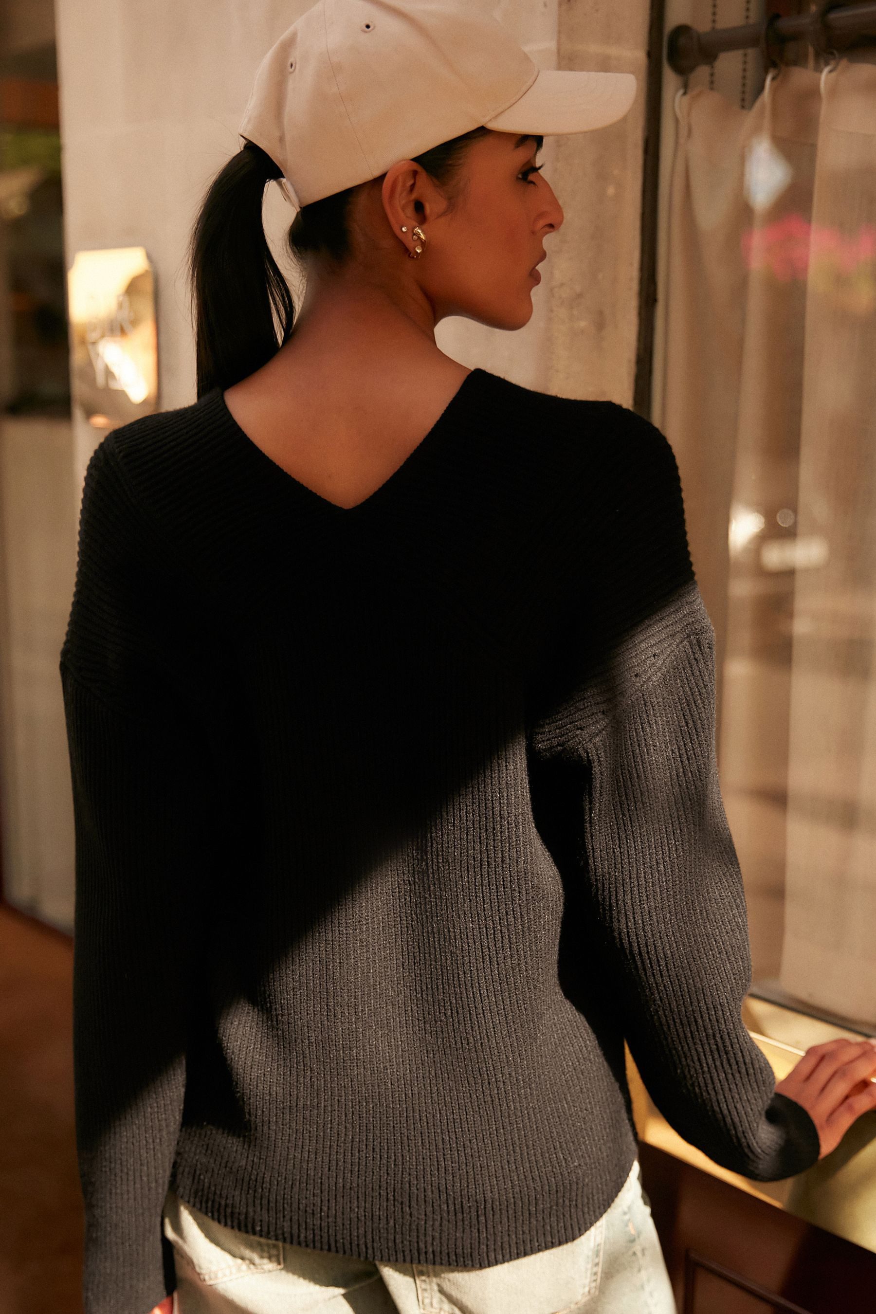 Next V-Ausschnitt-Pullover Gerippter Pullover mit V-Ausschnitt günstig online kaufen