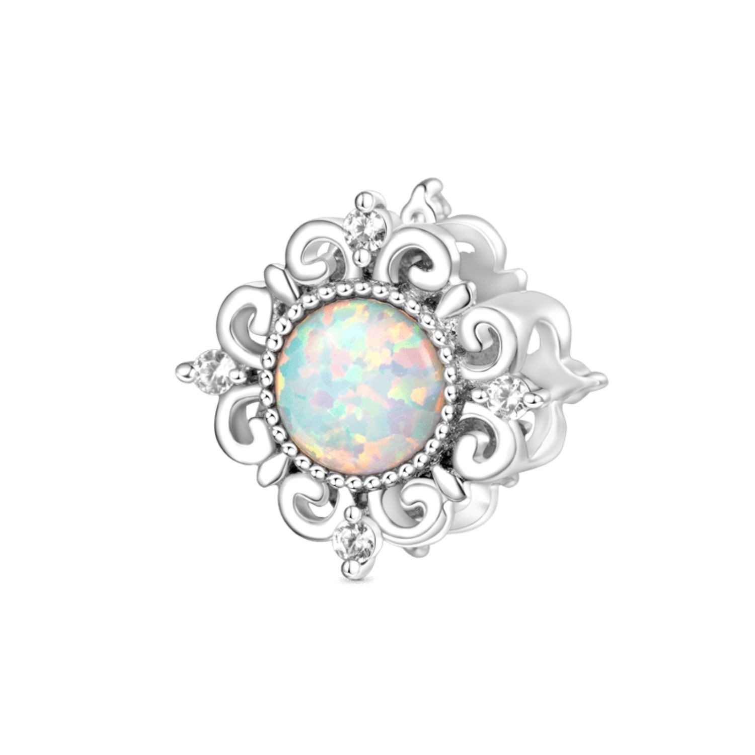 Bead Gnoce Vintage Opal Charm HFC194 Silber